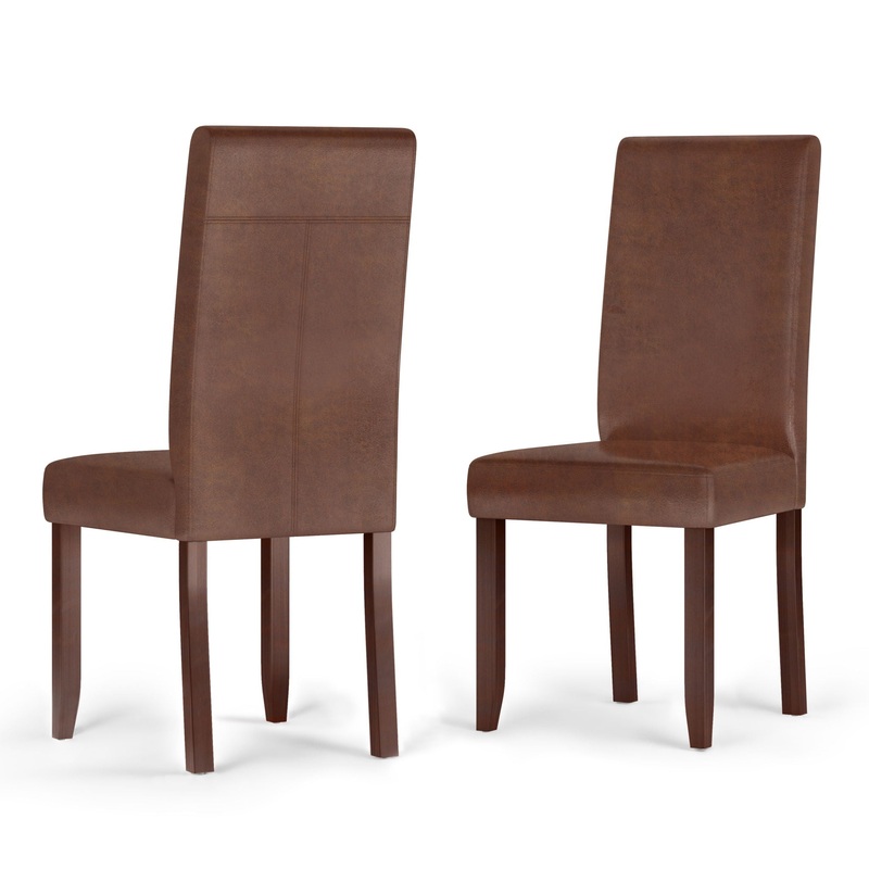 Acadian – Parson Dining Chair (Set of 2) – Distressed Saddle Brown