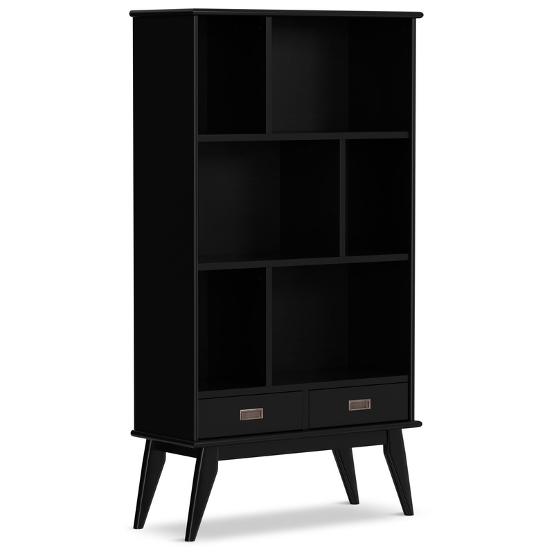 Draper – Mid Century Wide Bookcase And Storage Unit – Black