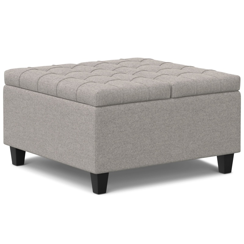 Harrison – Multifunctional Small Square Coffee Table Storage Ottoman – Gray