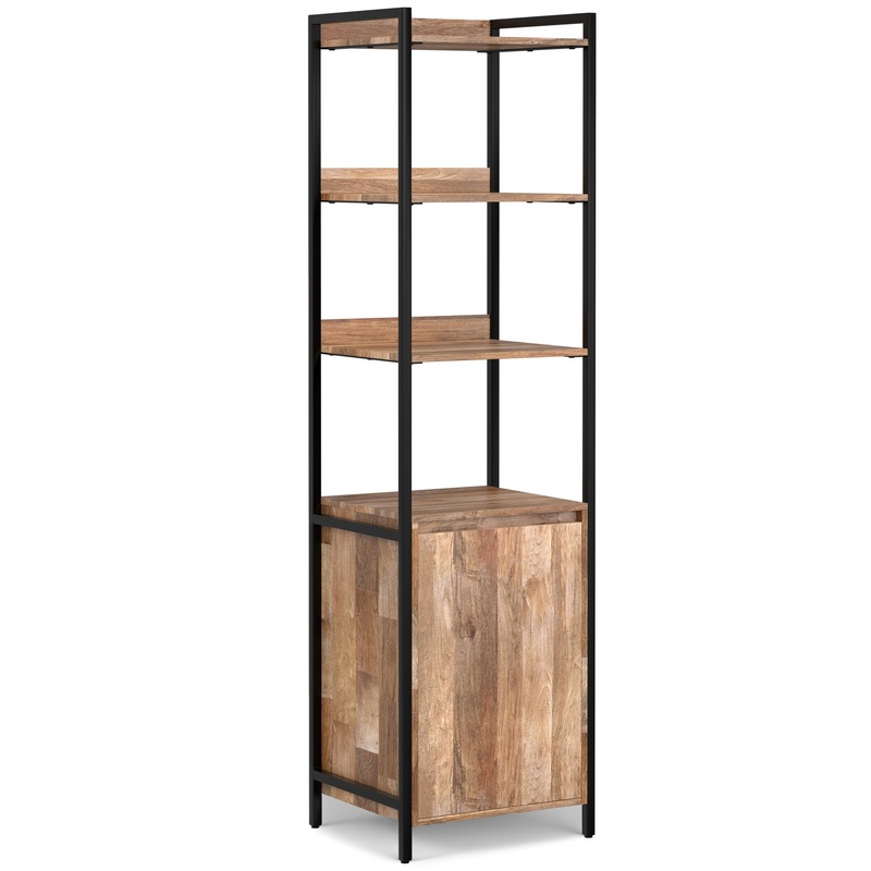 Kelsey – Narrow Bookshelf With Cabinet – Natural