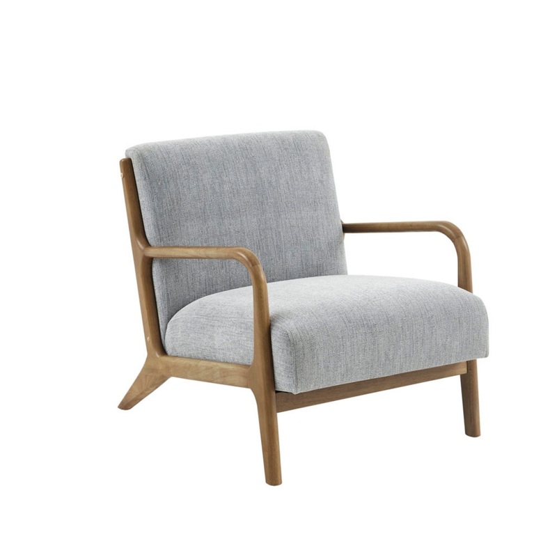 Lounge Chair Mid – Century Style Polyester Upholstered – Gray