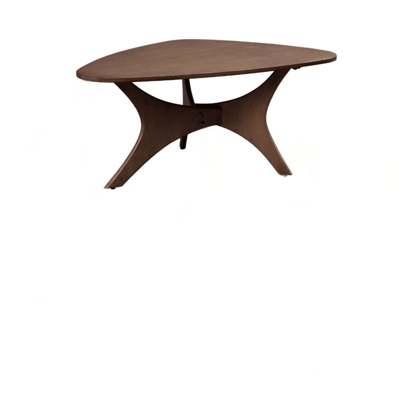 Mid – Century Triangle Wood Coffee Table – Pecan