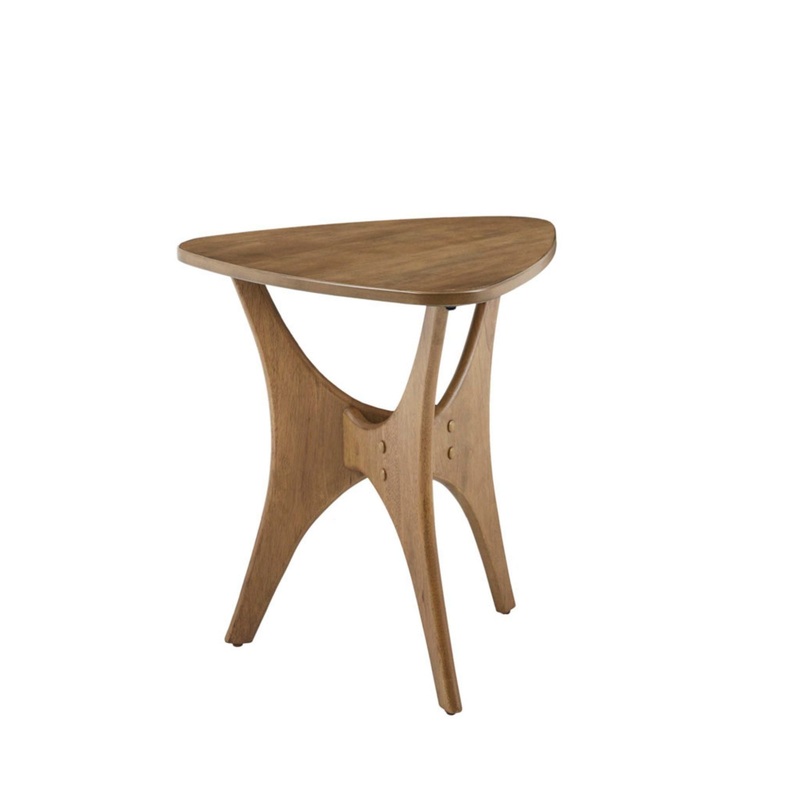 Triangle Wood Side Table With Unique Design – Light Brown