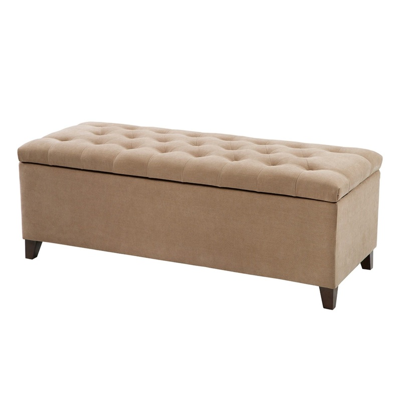 Tufted Top Soft Closer Storage Bench – Sand