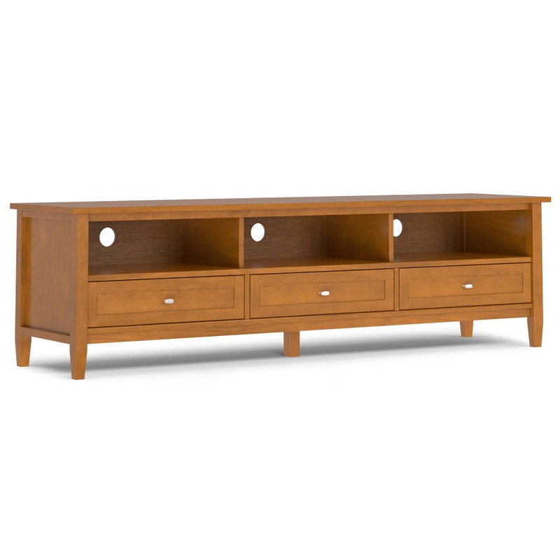 Warm Shaker – Low TV Media Stand – Light Brown