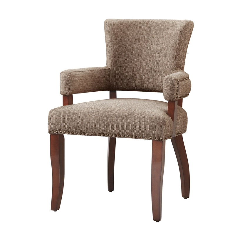 Arm Dining Chair With Nail Head Detailing – Brown / Espresso