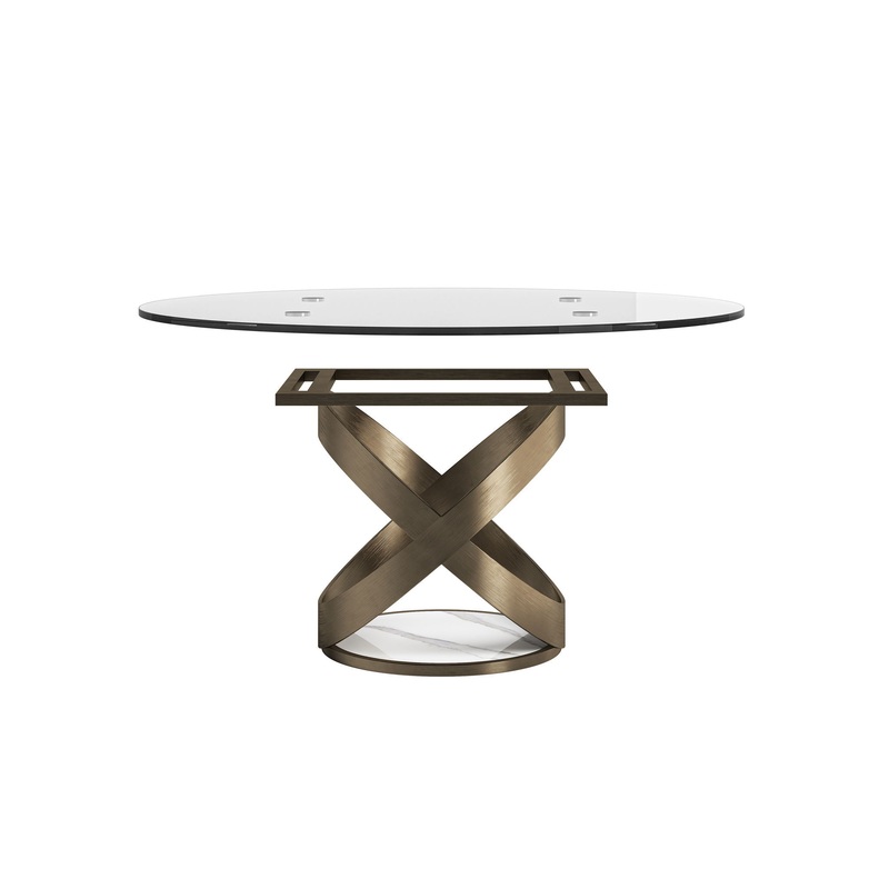 Modern Round Glass Top Dining Table With Carbon Steel Legs – White