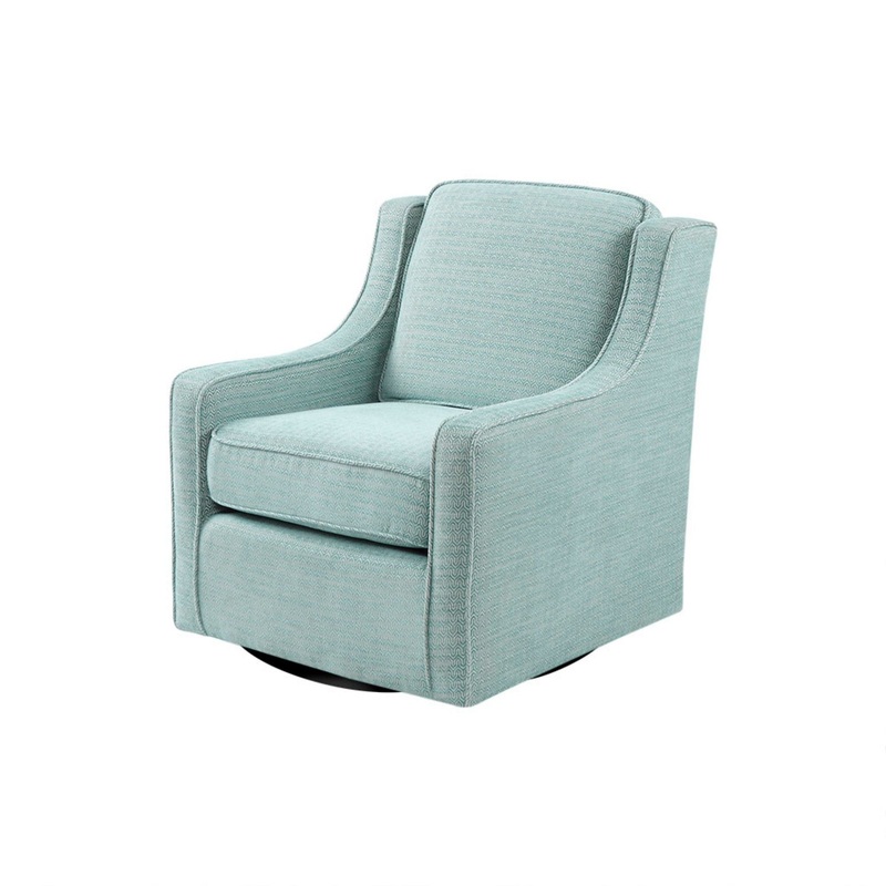 Swivel Chair With Foam Cushion / Black Metal Swivel – Blue