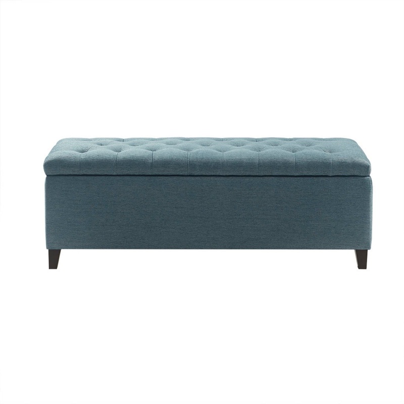 Tufted Top Soft Close Storage Bench – Blue